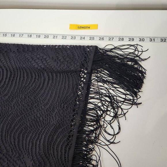 Melissa Paige Fringe Top Womens XL Black Blouse Boho Witchy Goth Whimsy 0207 - Picture 6 of 6